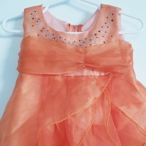 Coral Formal Dress with Rhinestones - Picture 6 of 16